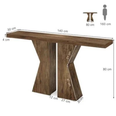 140cm Wood Console Table, 140 cm Sofa Table Entryway Table with K-Shaped Frame | Luxury Home Accessories | Heulog Glow