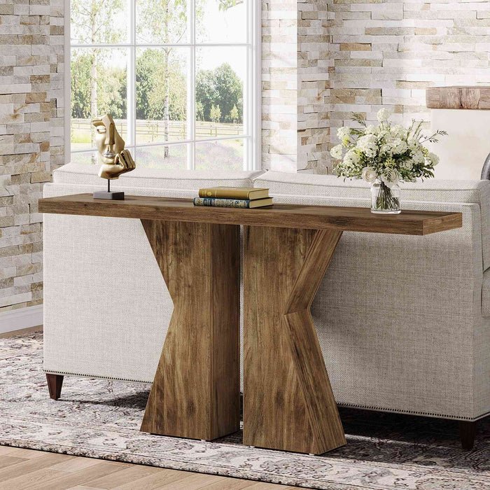 140cm Wood Console Table, 140 cm Sofa Table Entryway Table with K-Shaped Frame | Luxury Home Accessories | Heulog Glow