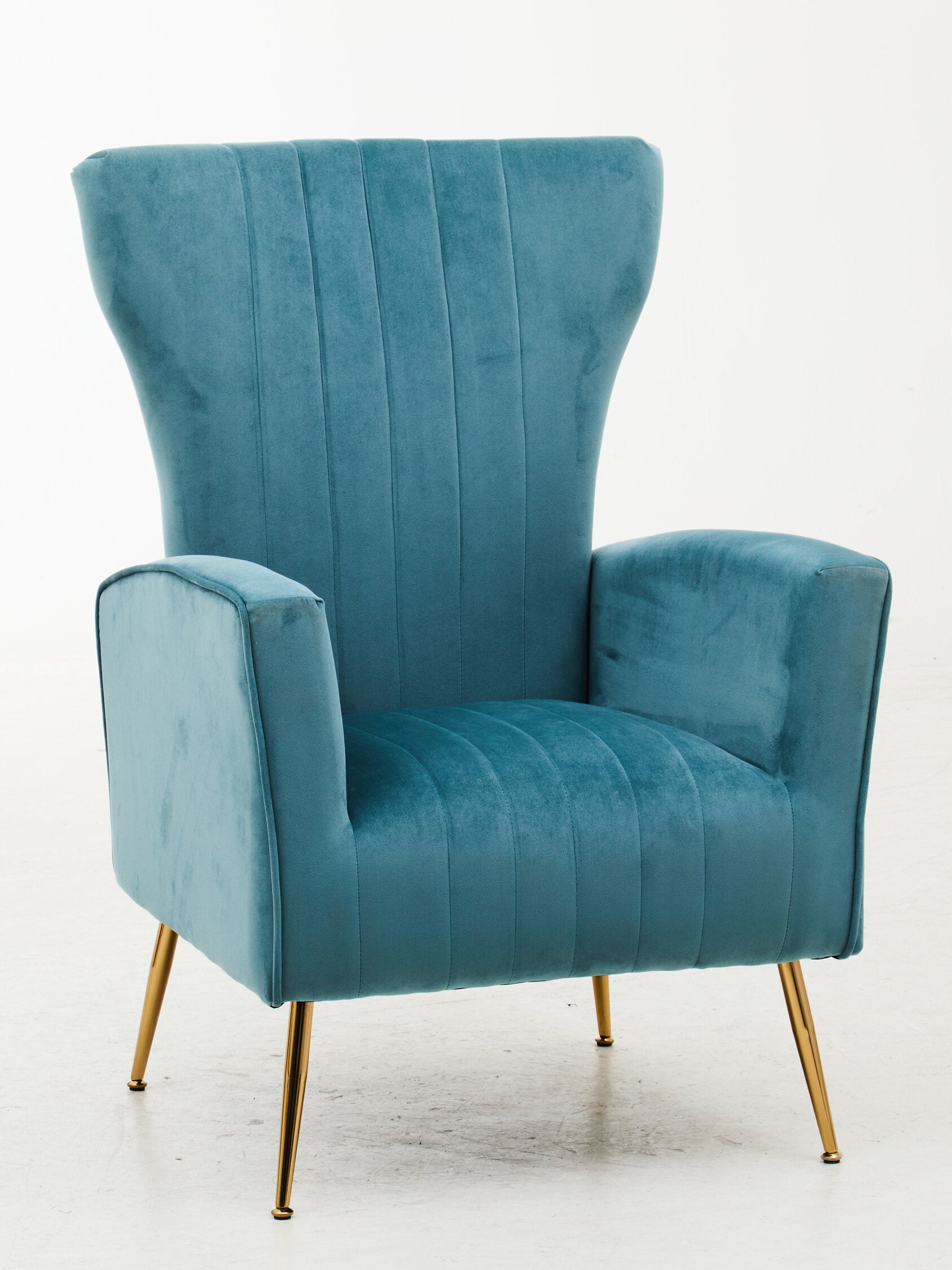 Zamora Green Velvet Accent Chair With Gold Finish Legs