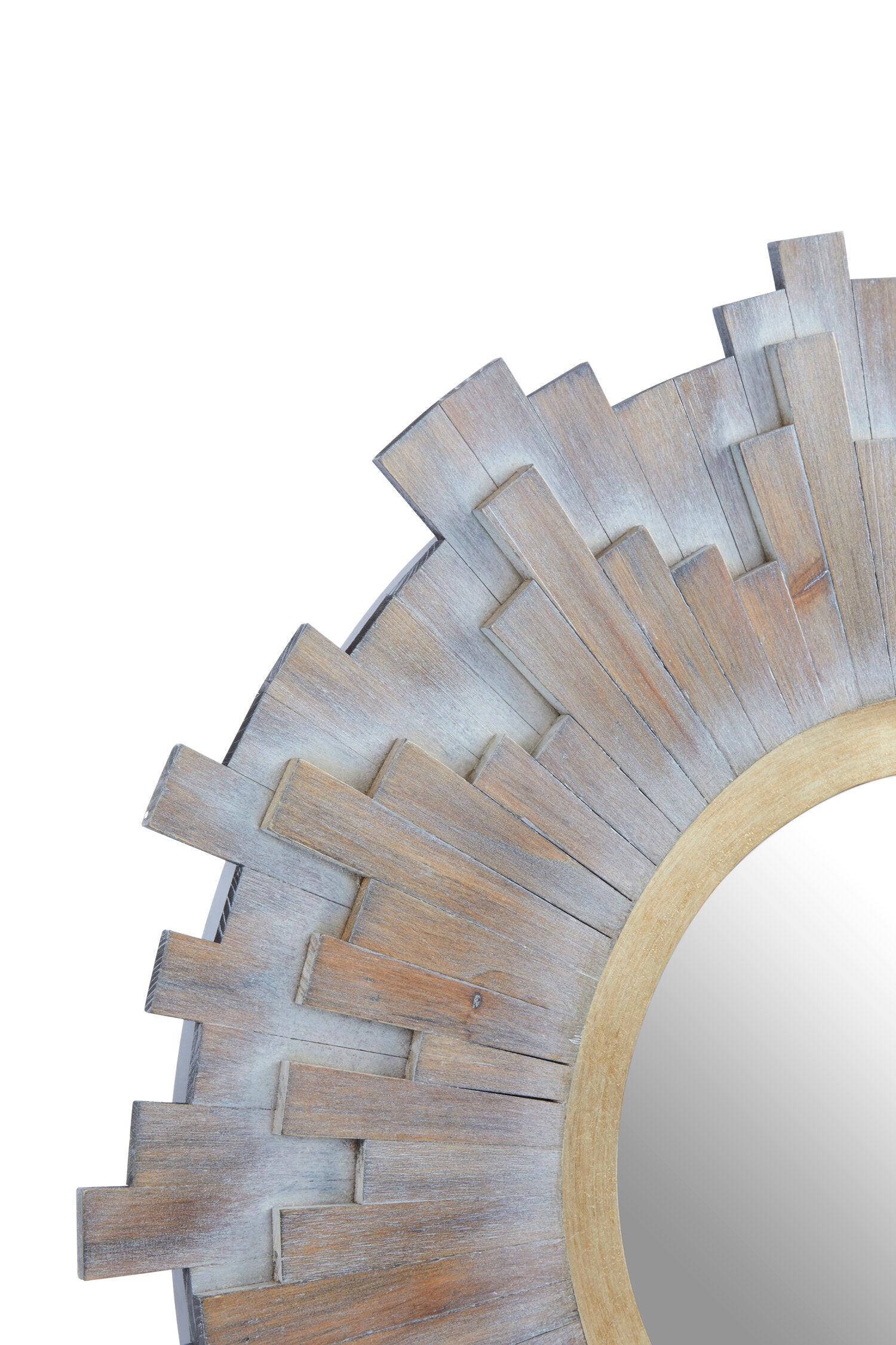 Sunburst Multilevel Wooden Wall Mirror