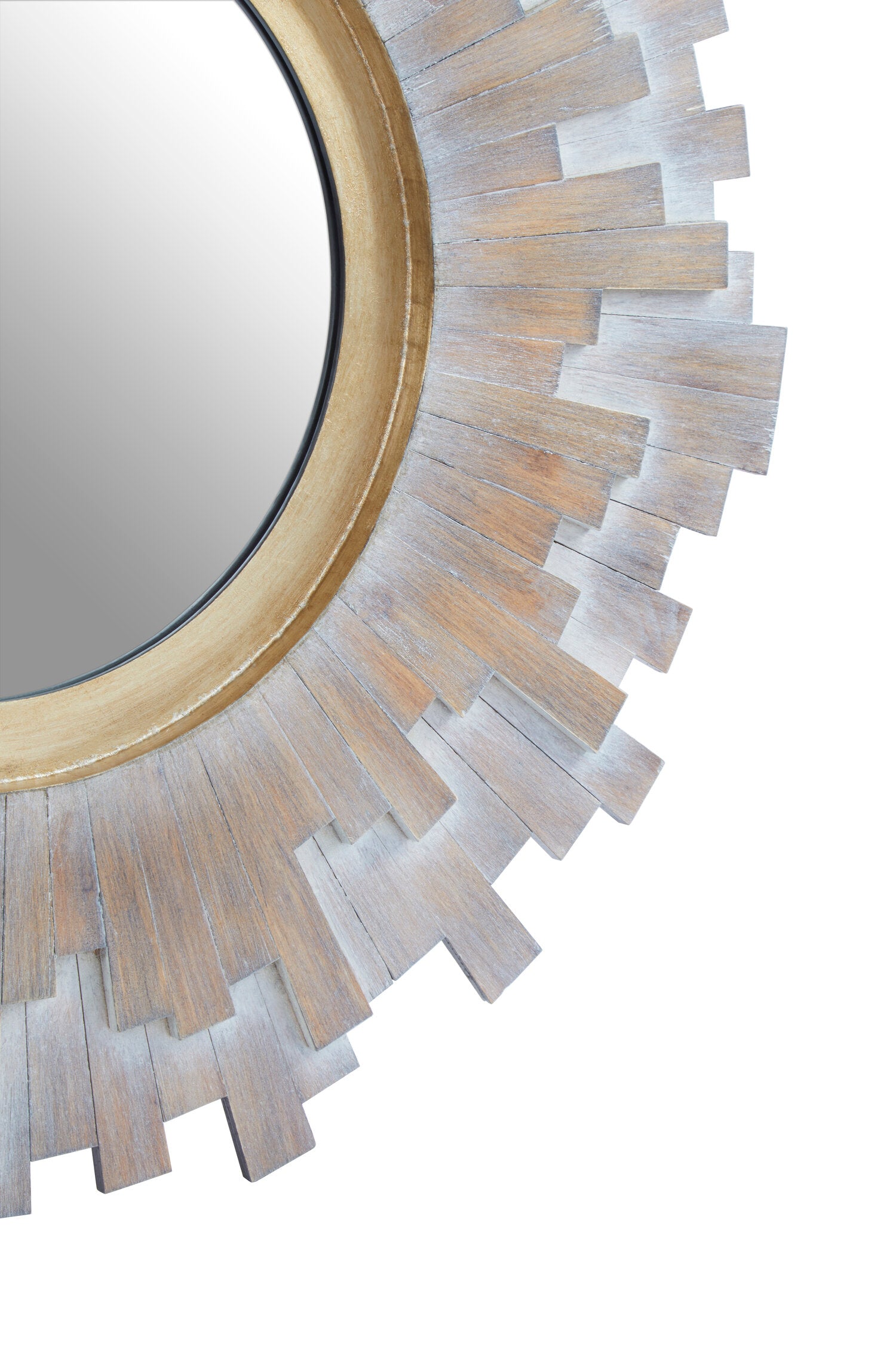 Sunburst Multilevel Wooden Wall Mirror