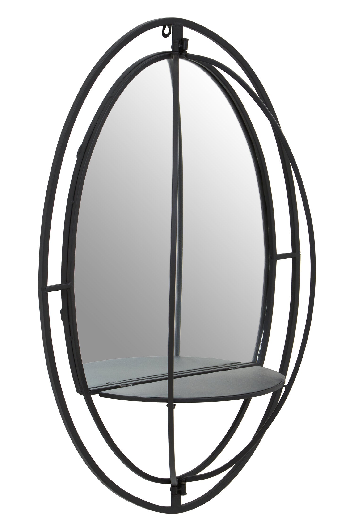 Avento Oval Shelved Black Wall Mirror