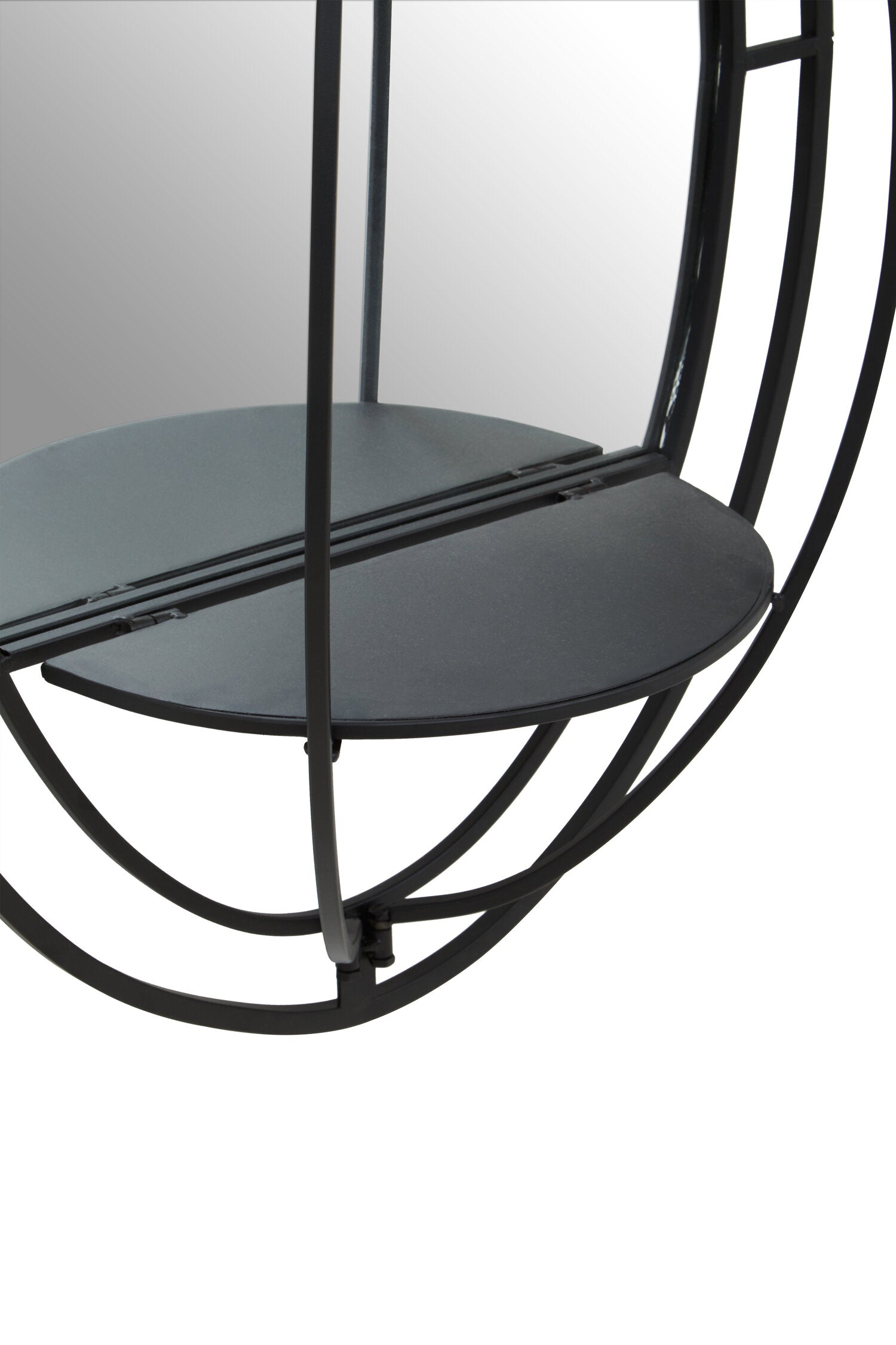 Avento Oval Shelved Black Wall Mirror