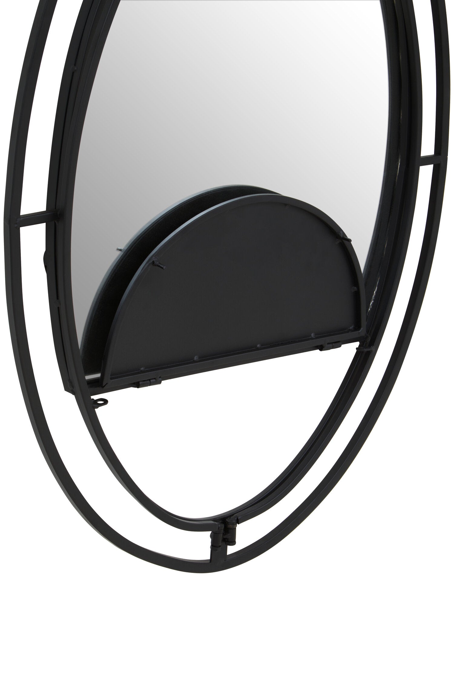 Avento Oval Shelved Black Wall Mirror