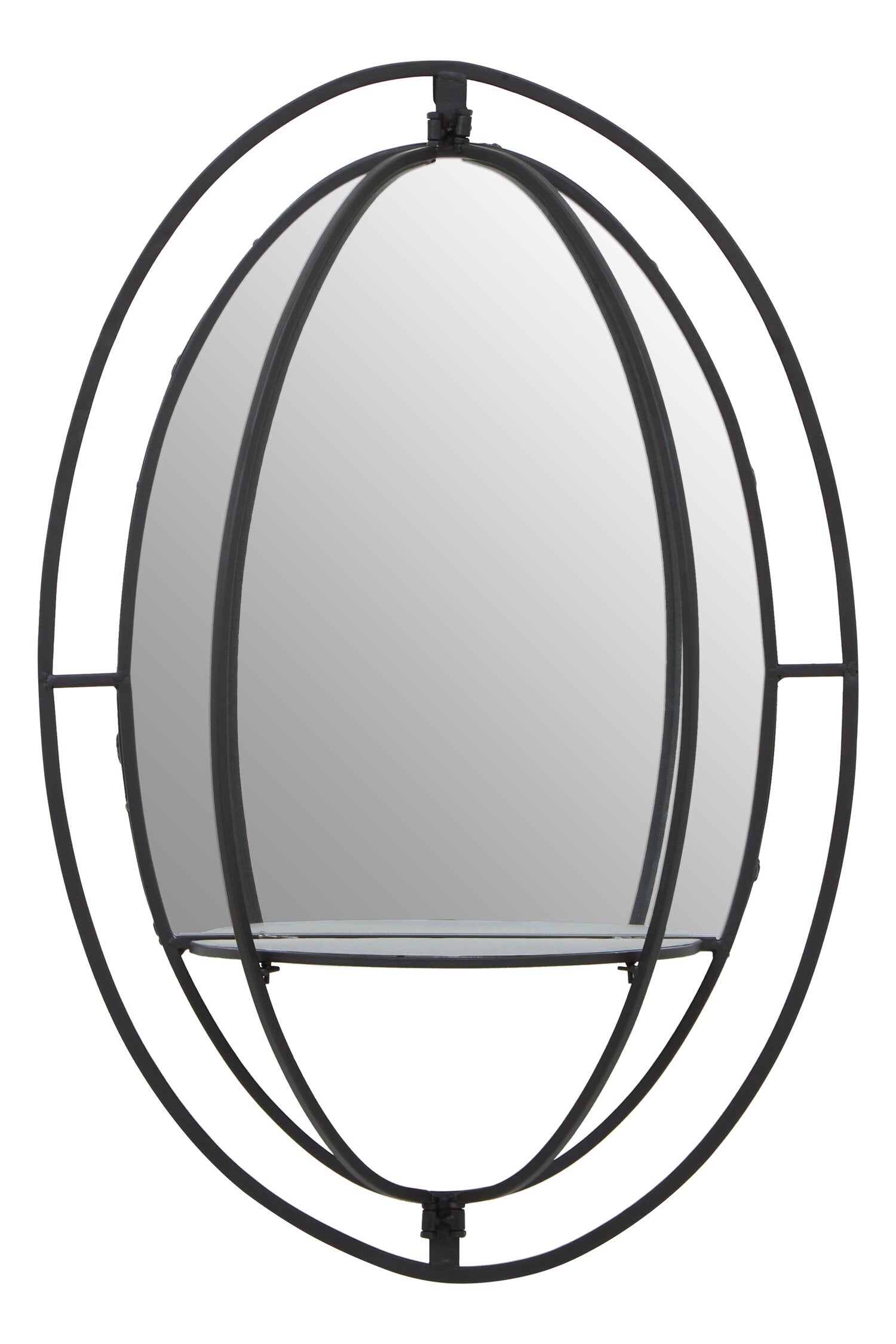Avento Oval Shelved Black Wall Mirror