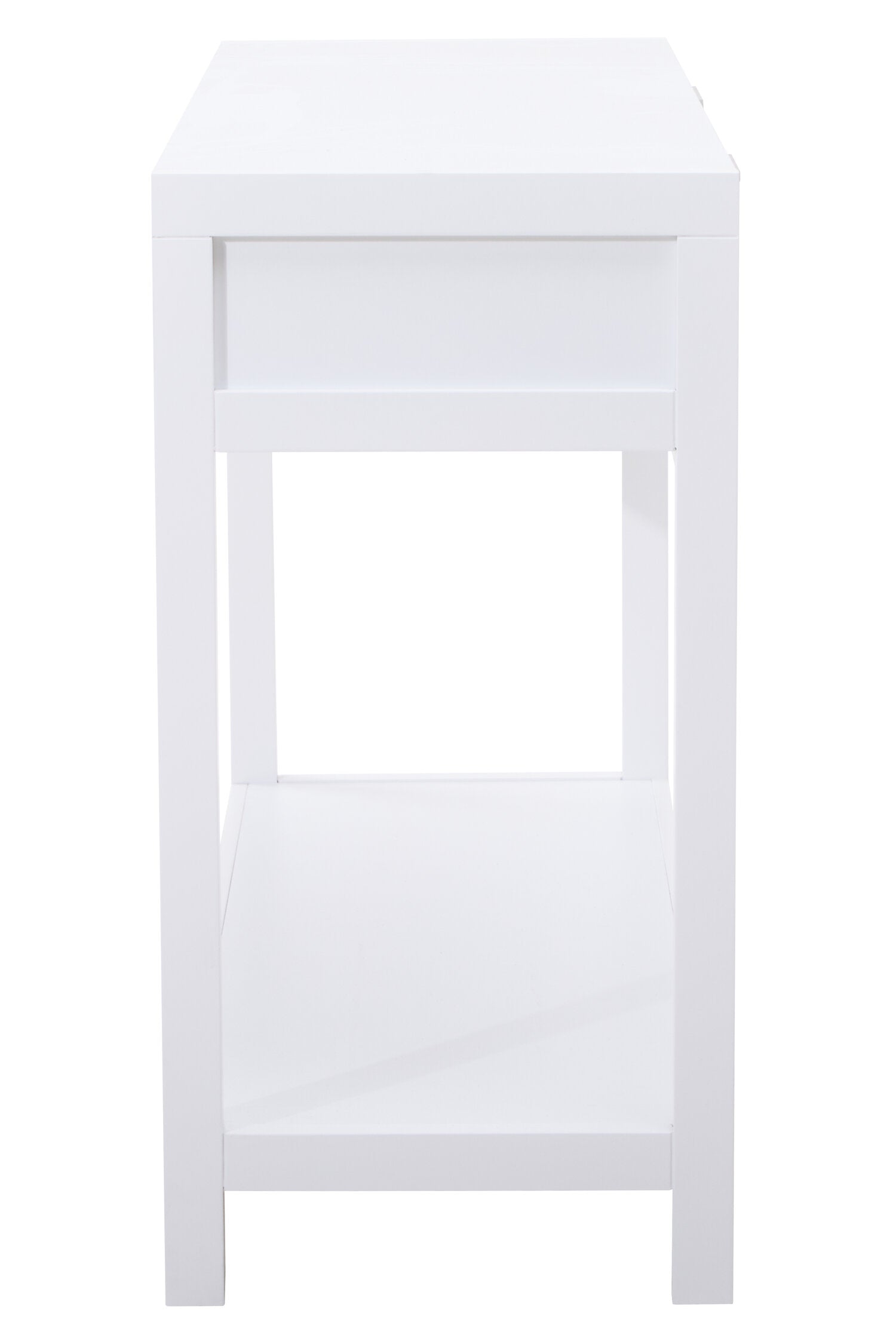 Sherman White Wood and Rattan Two Drawer Console Table