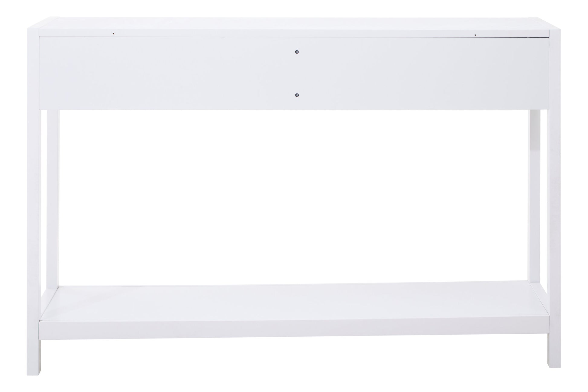 Sherman White Wood and Rattan Two Drawer Console Table