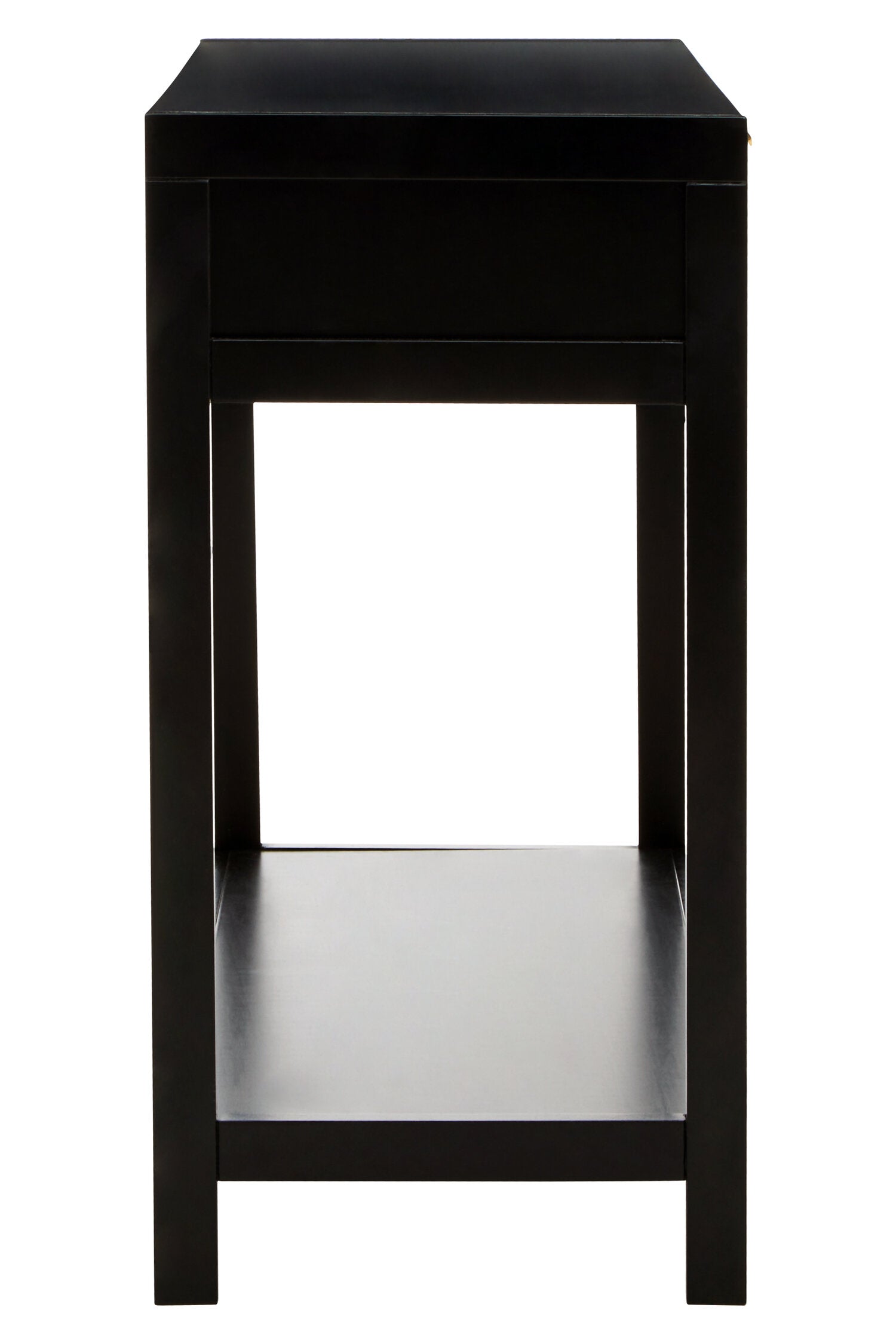 Sherman Black Wood and Rattan Two Drawer Console Table