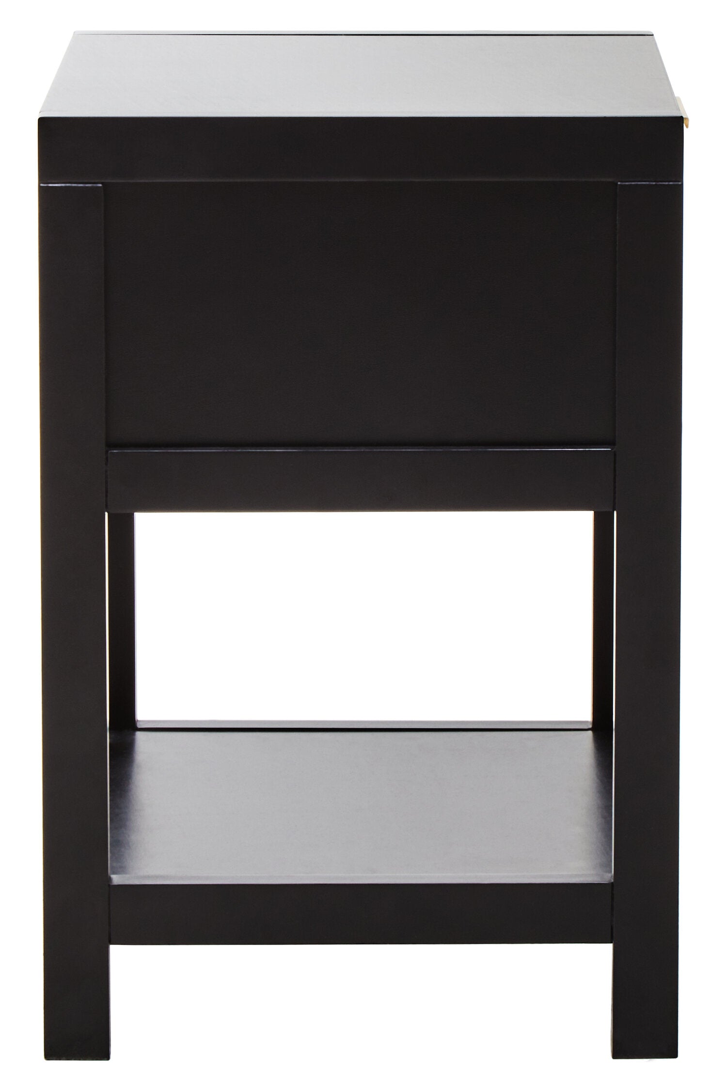 Sherman Black Wood and Natural Rattan One Drawer Bedside Table