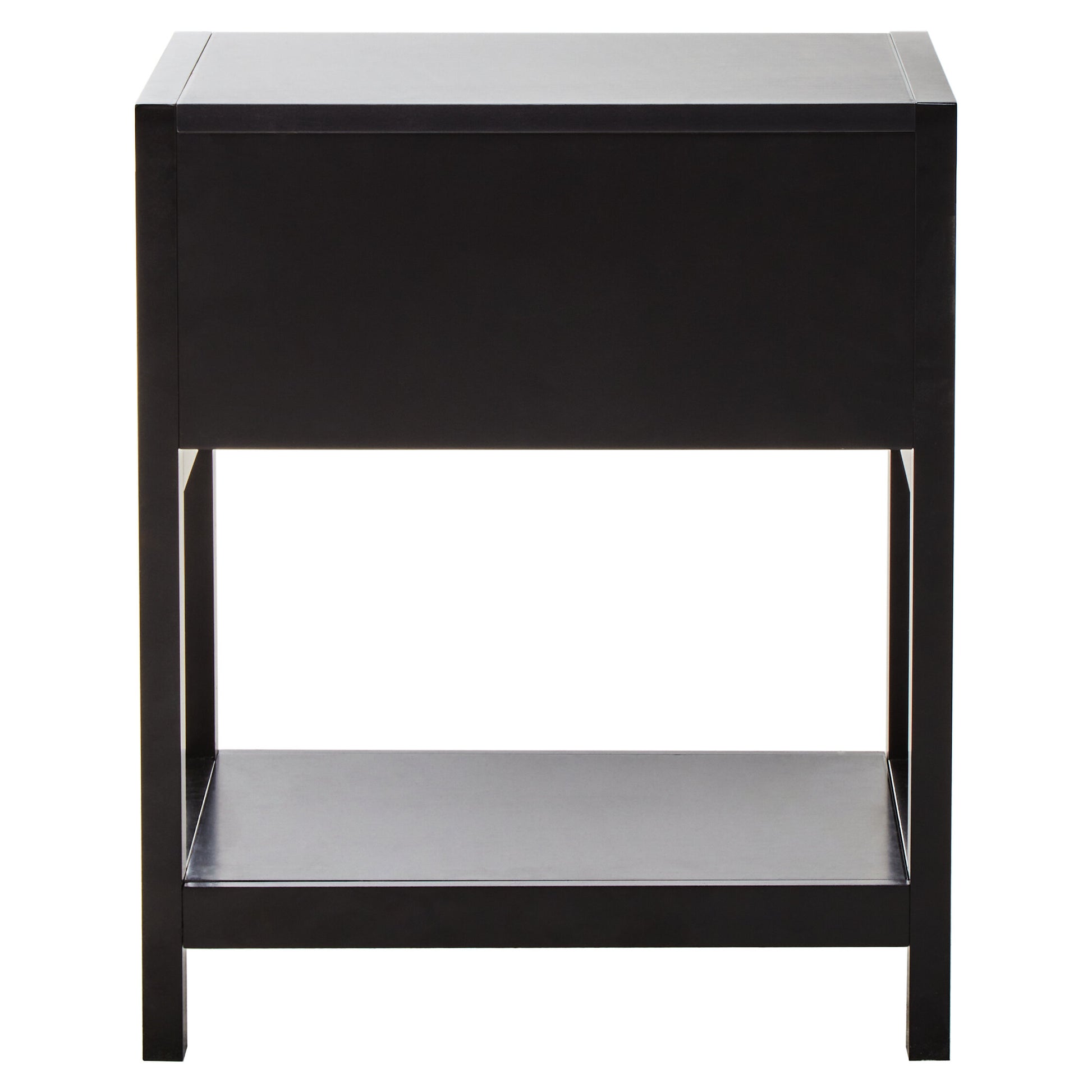 Sherman Black Wood and Natural Rattan One Drawer Bedside Table