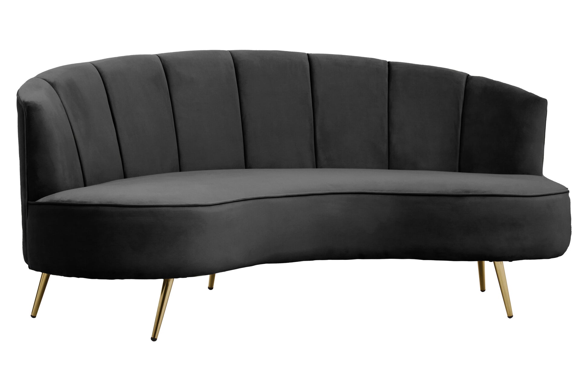 Hasna Three Seat Black Velvet Sofa