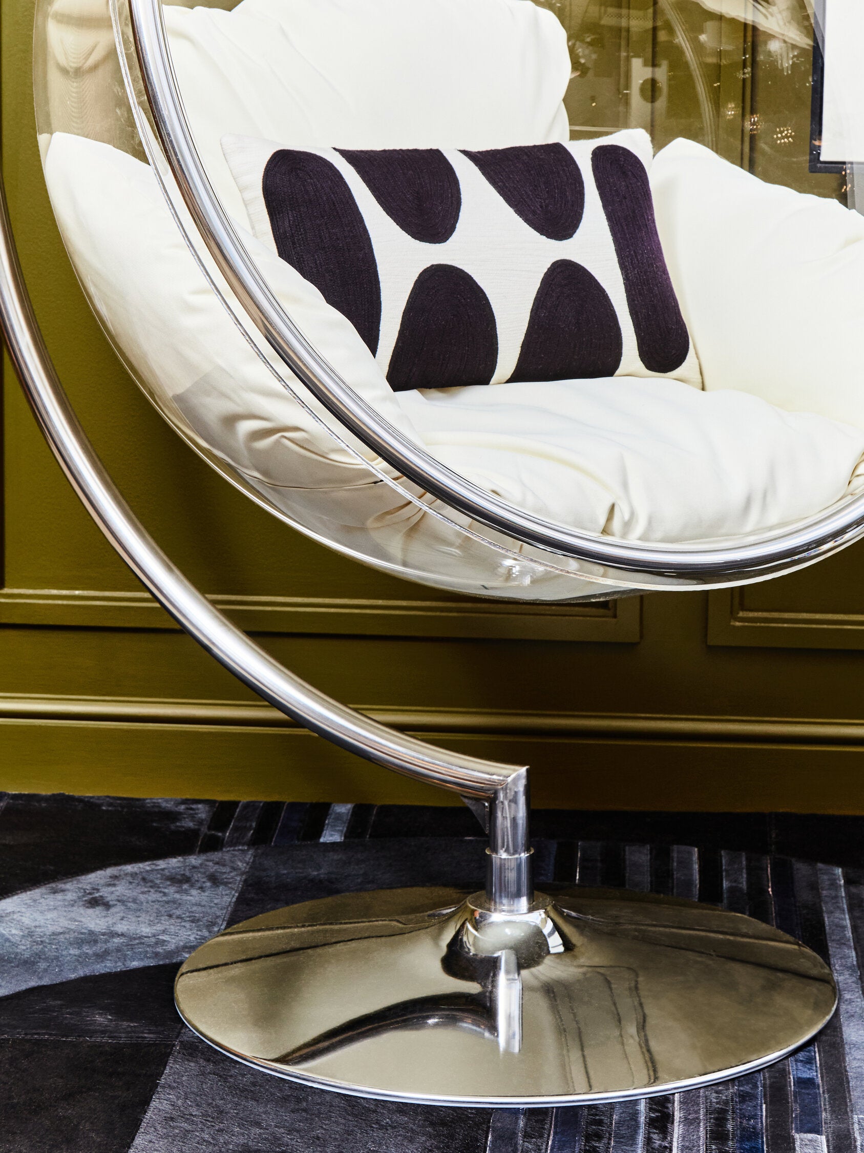 Goa Hanging Bubble Chair With Cream Cushions