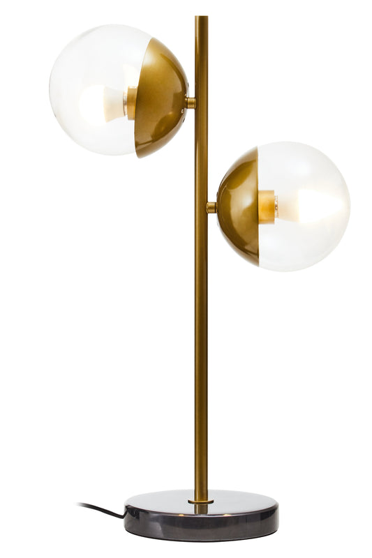 Revive Two Light Gold and Black Marble Table Lamp
