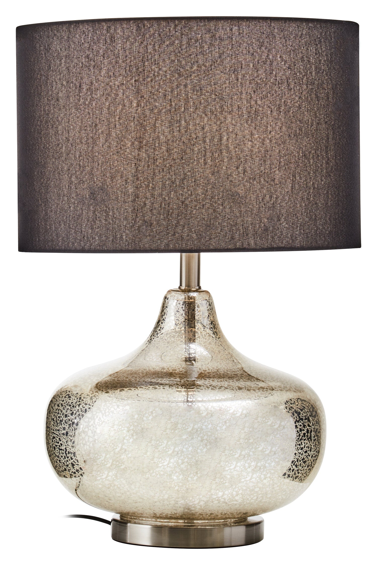 Luz Silver Glass with Black Shade Table Lamp