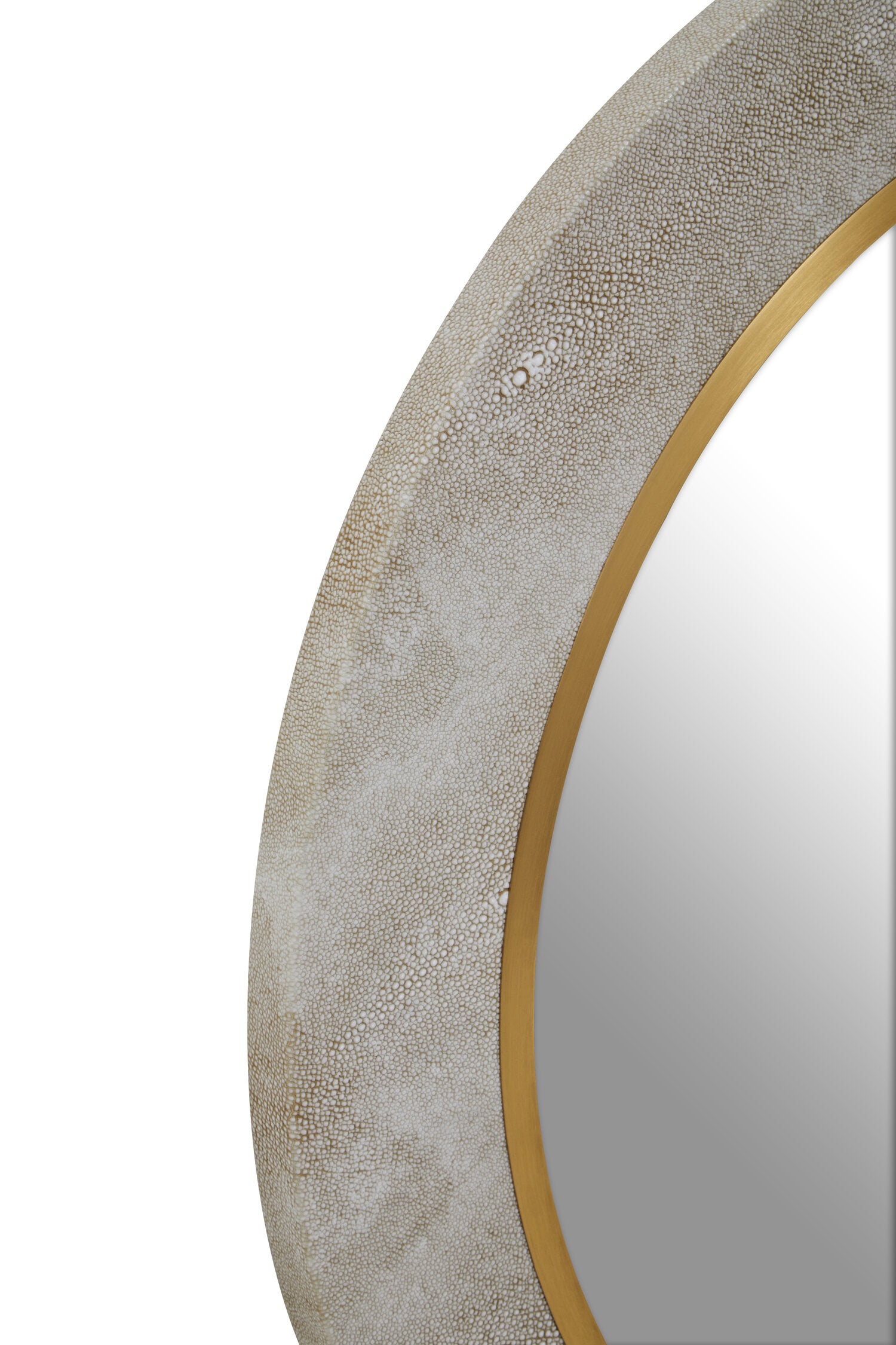 Cadio Shagreen Effect and Gold Inlay Round Wall Mirror