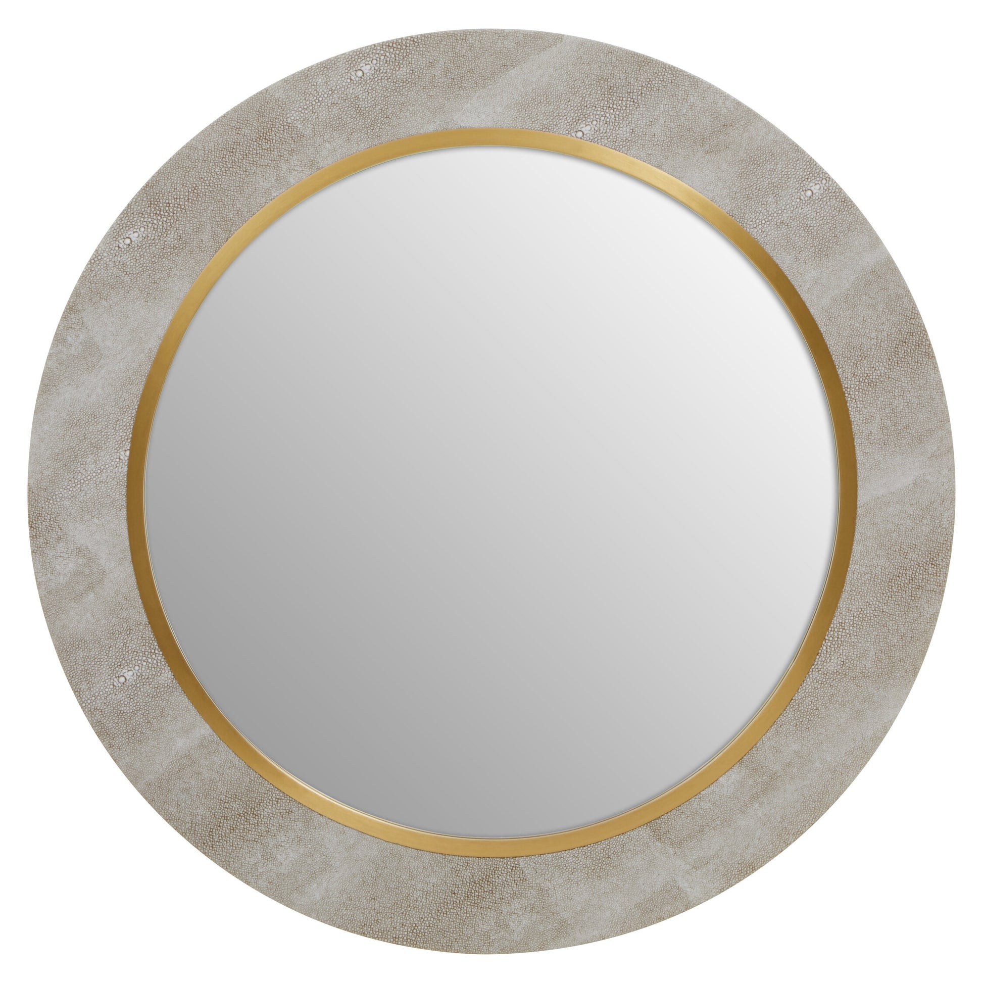 Cadio Shagreen Effect and Gold Inlay Round Wall Mirror