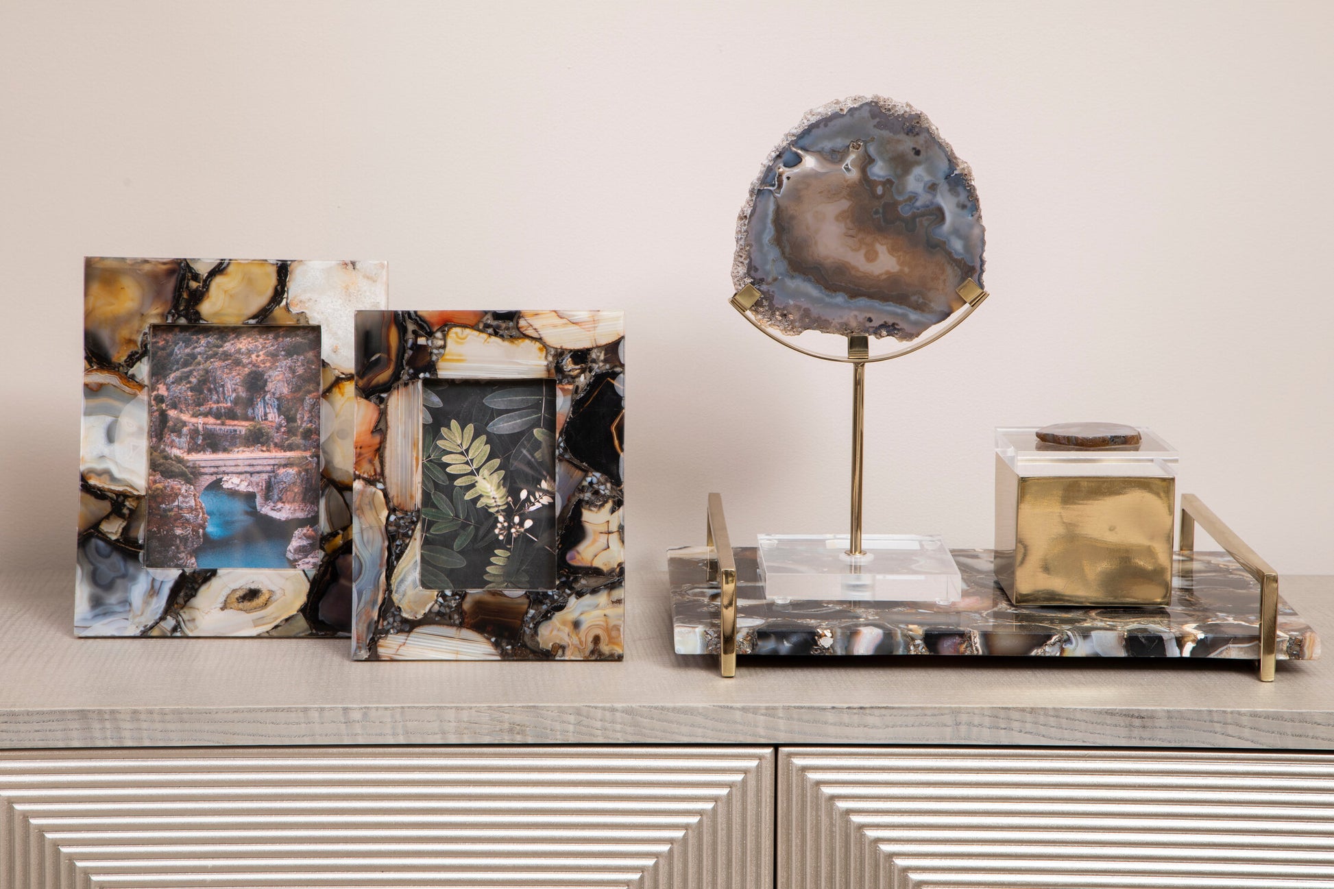 Bowerbird Black And Gold Agate Sculpture