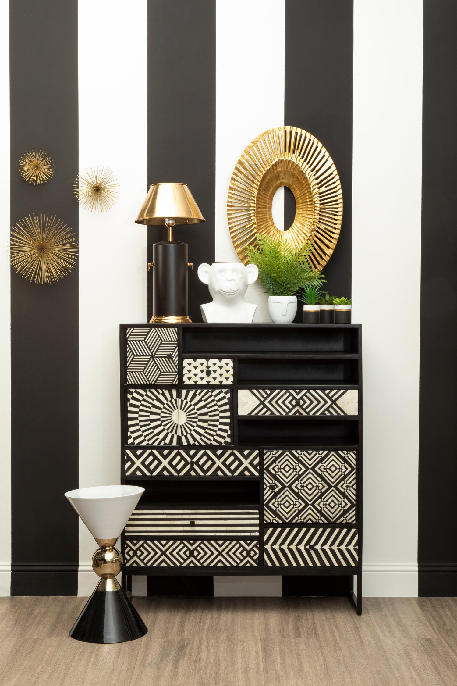 Mirano Set Of 3 Gold Finish Starburst Wall Decor