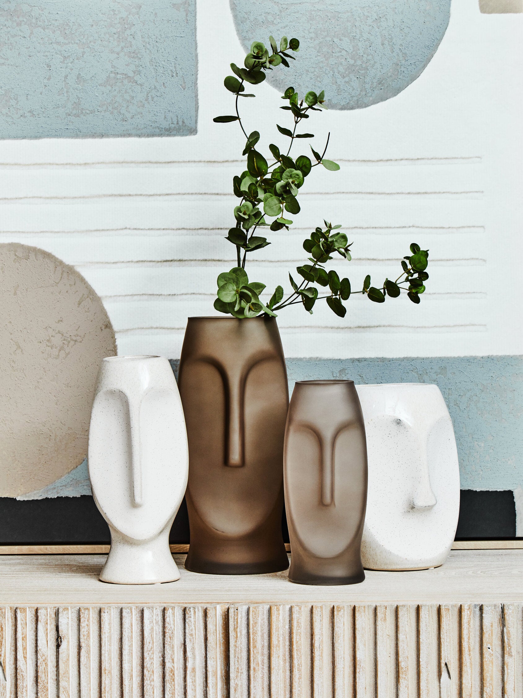 Viso Grey Small Face Design Vase