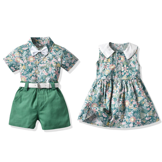 Children's Clothing Siblings Clothing Printing Beach style Vacation Leisure Suit