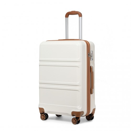K1871-1L - Kono ABS 20 Inch Sculpted Horizontal Design Cabin Luggage - Cream