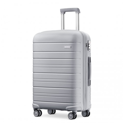 K2091L - Kono 24 Inch Multi Texture Hard Shell PP Suitcase - Classic Collection - Grey