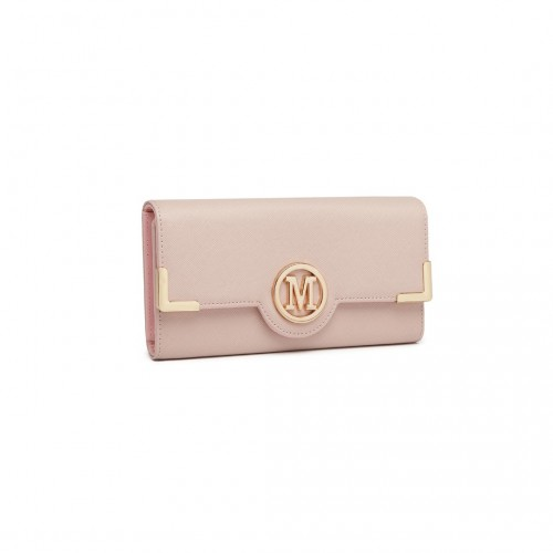 LP2022 - Miss Lulu Leather Look Classic Long Purse - Pink