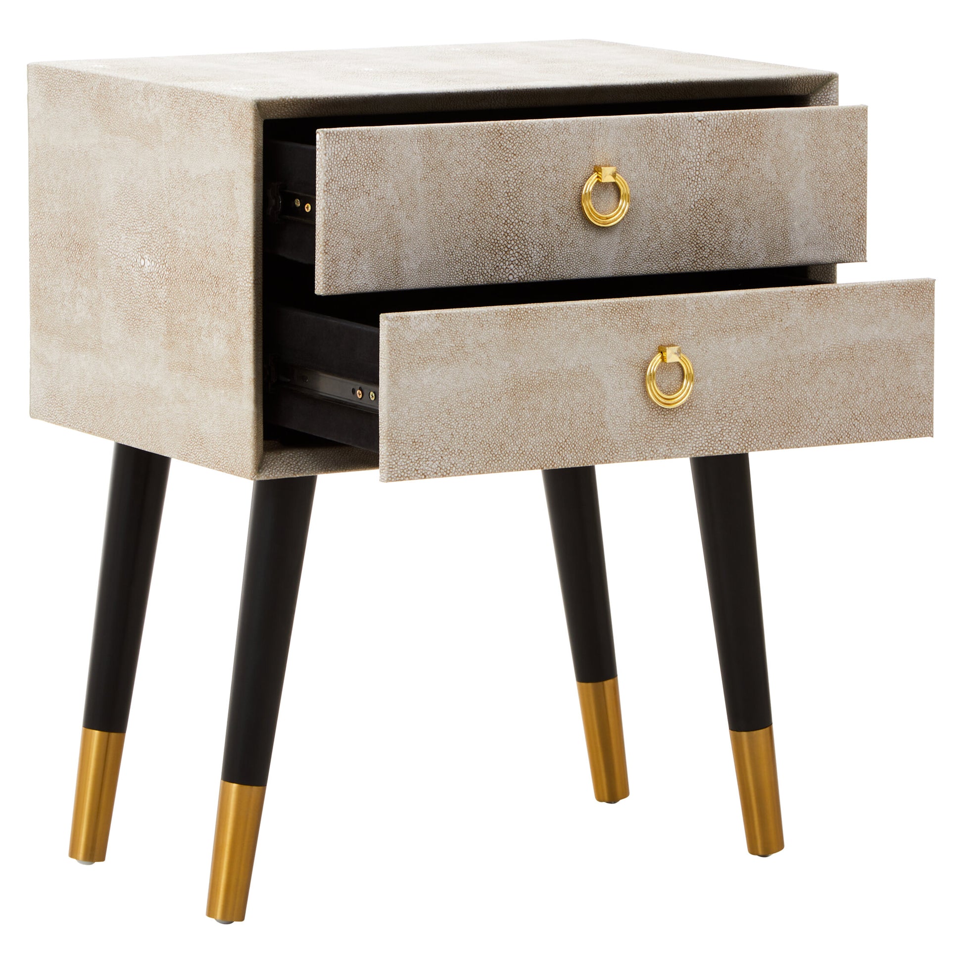 Cadio 2 Drawer Shagreen Effect Side Table