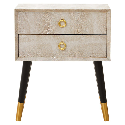 Cadio 2 Drawer Shagreen Effect Side Table