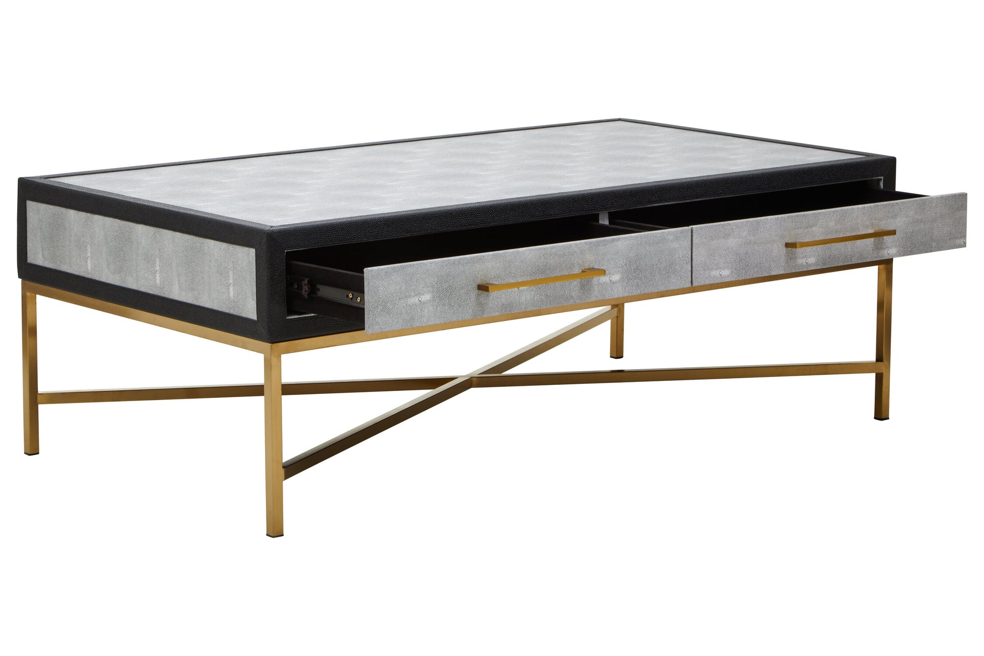 Cadiz Grey Shagreen Effect Coffee Table with 2 Drawers