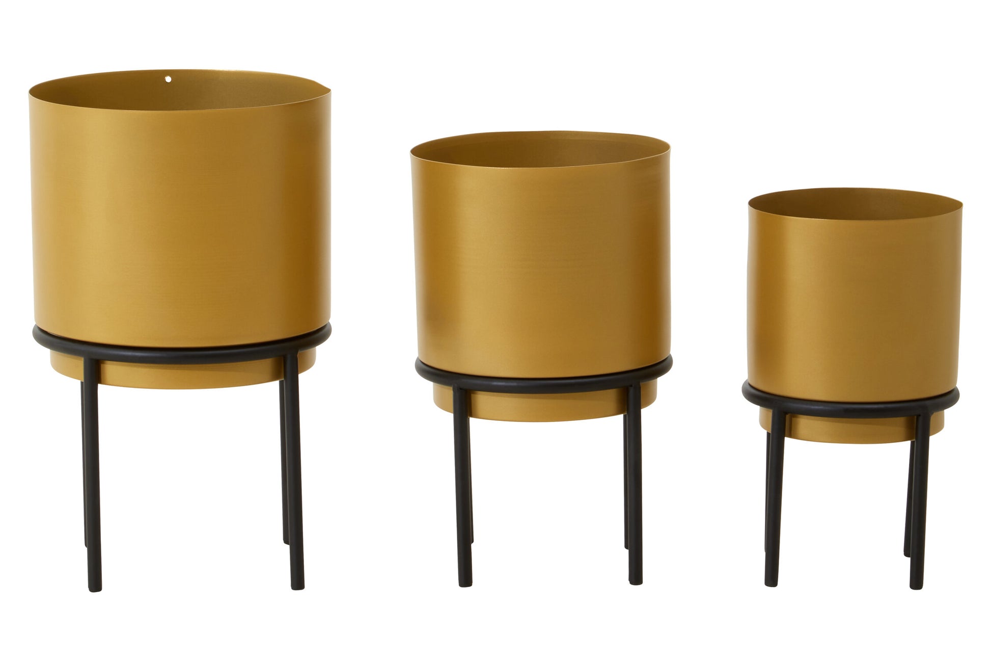 Avento Set Of Three Gold Finish Planters