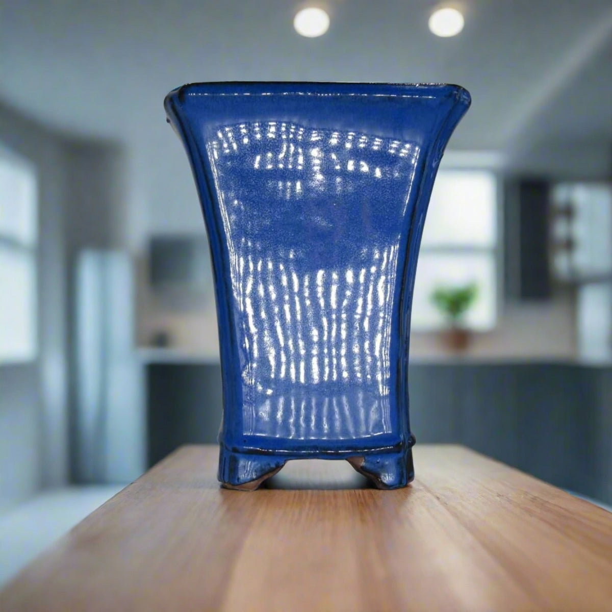 16cm Glazed Bonsai Pot | Cascade | 16cm x 20cm | Blue | Luxury Home Accessories | Heulog Glow