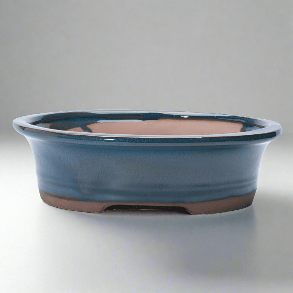 16cm Glazed Bonsai Pot | Oval | 16cm x 12cm x 4cm | Blue | Luxury Home Accessories | Heulog Glow