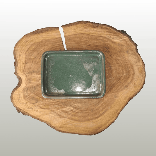16cm Glazed Drip Tray | Rectangle | Green | Luxury Home Accessories | Heulog Glow