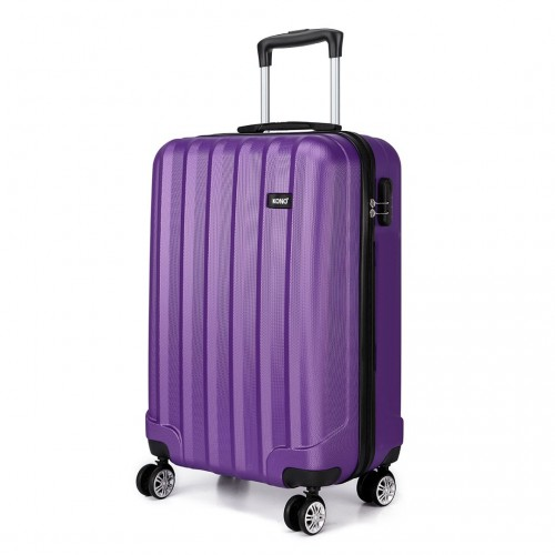 K1773L - Kono Vertical Stripe Hard Shell Suitcase 19 Inch Luggage - Purple