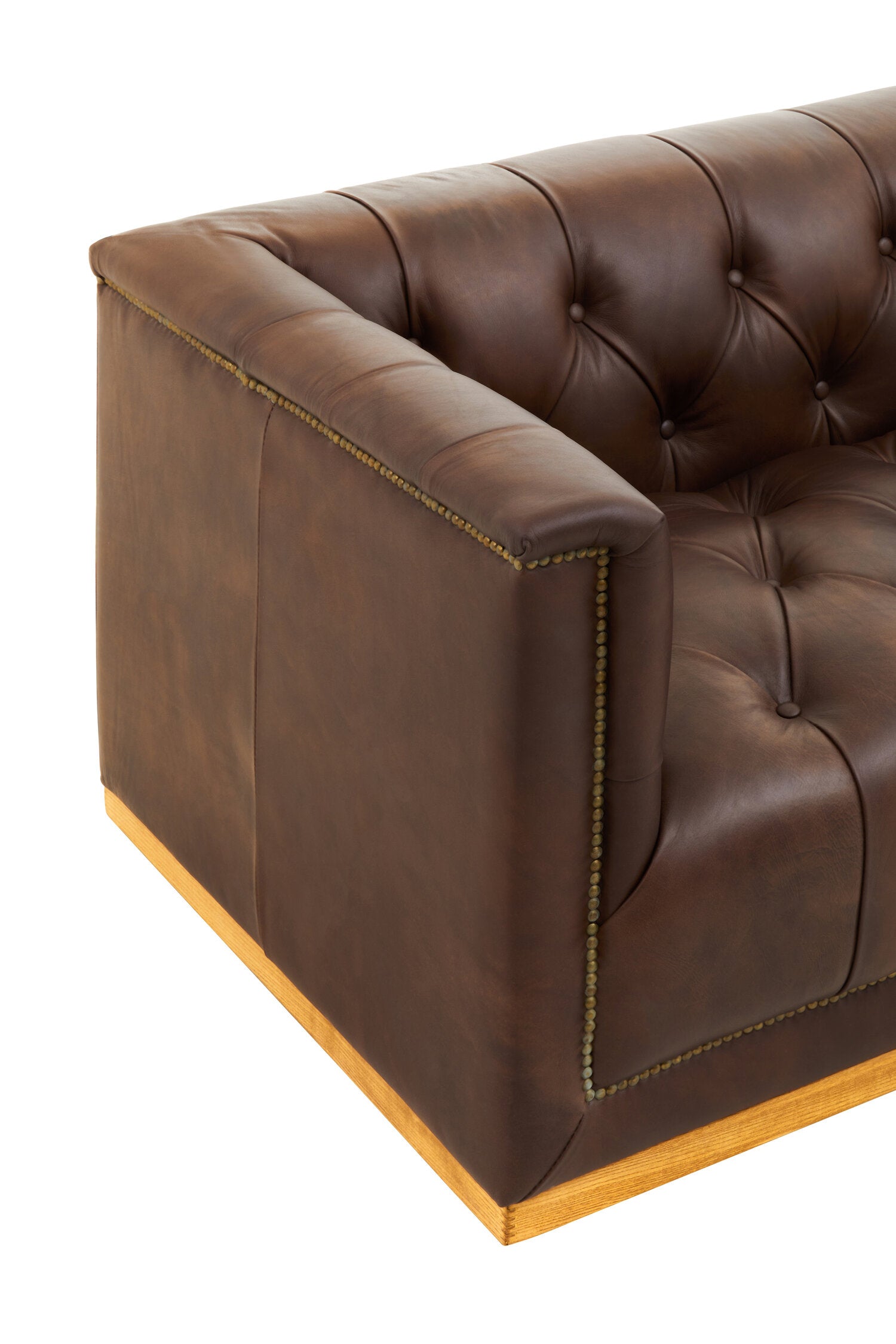 King Three Seater Modern Chesterfield Dark Brown Leather Sofa