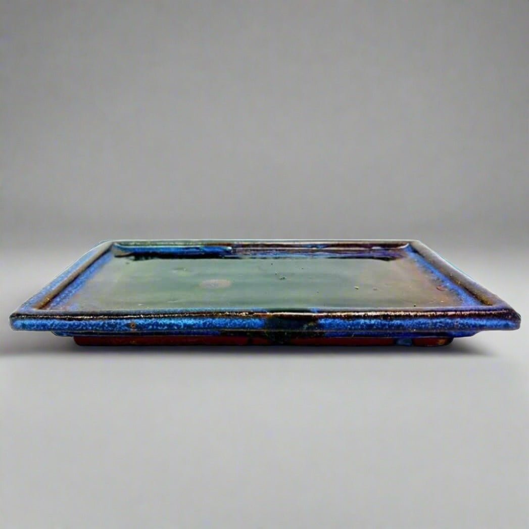 18cm Glazed Bonsai Pot Drip Tray | Rectangle | Luxury Home Accessories | Heulog Glow