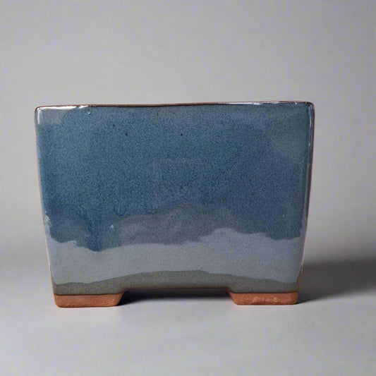 18cm Glazed Cascade Bonsai Pot | Square | 18cm x 18cm x 13cm | Blue | Luxury Home Accessories | Heulog Glow