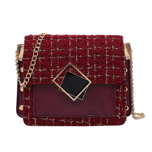 Woolen fashion simple messenger bag female chain bag