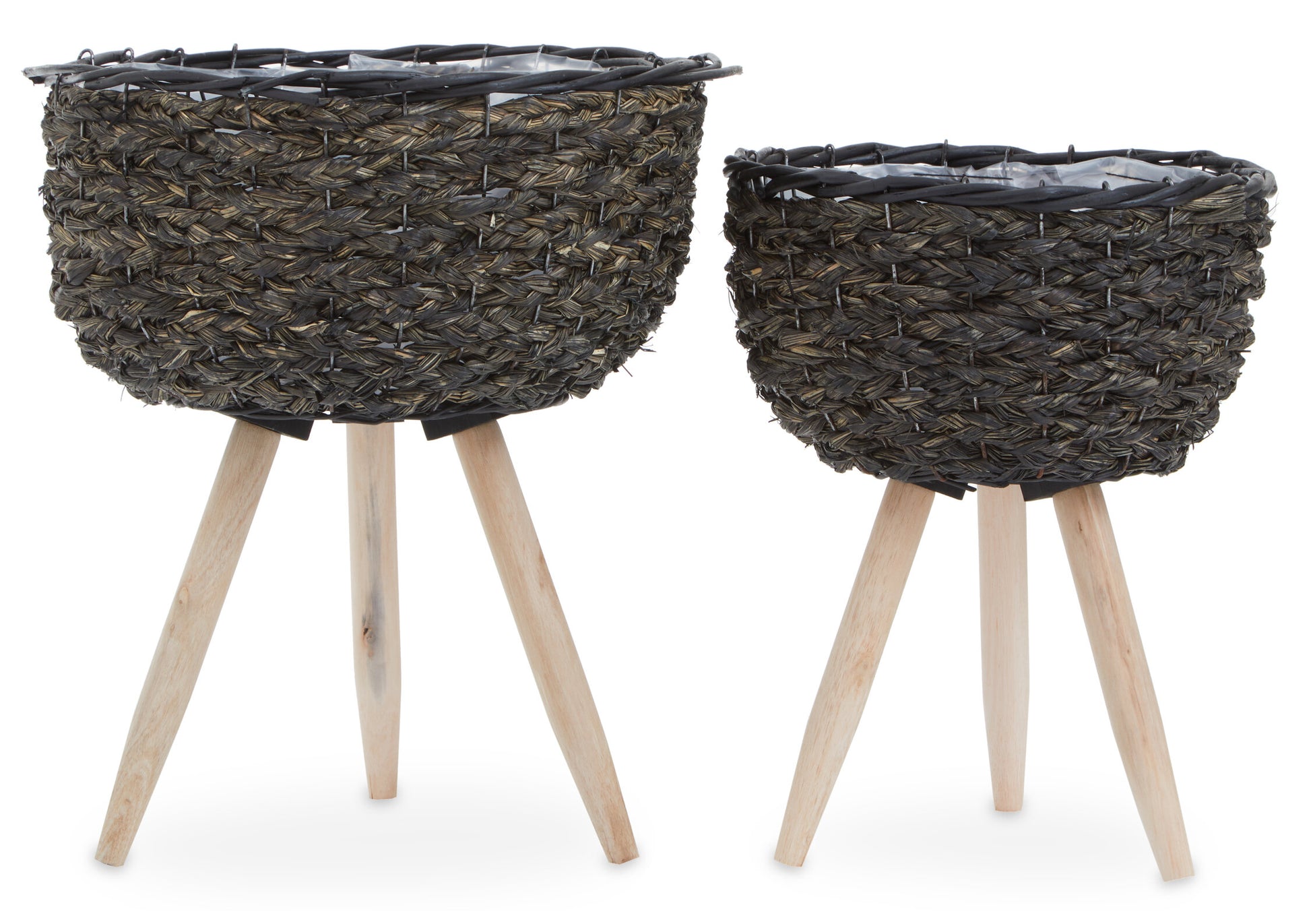 Lentigo Set Of Two Black Planters