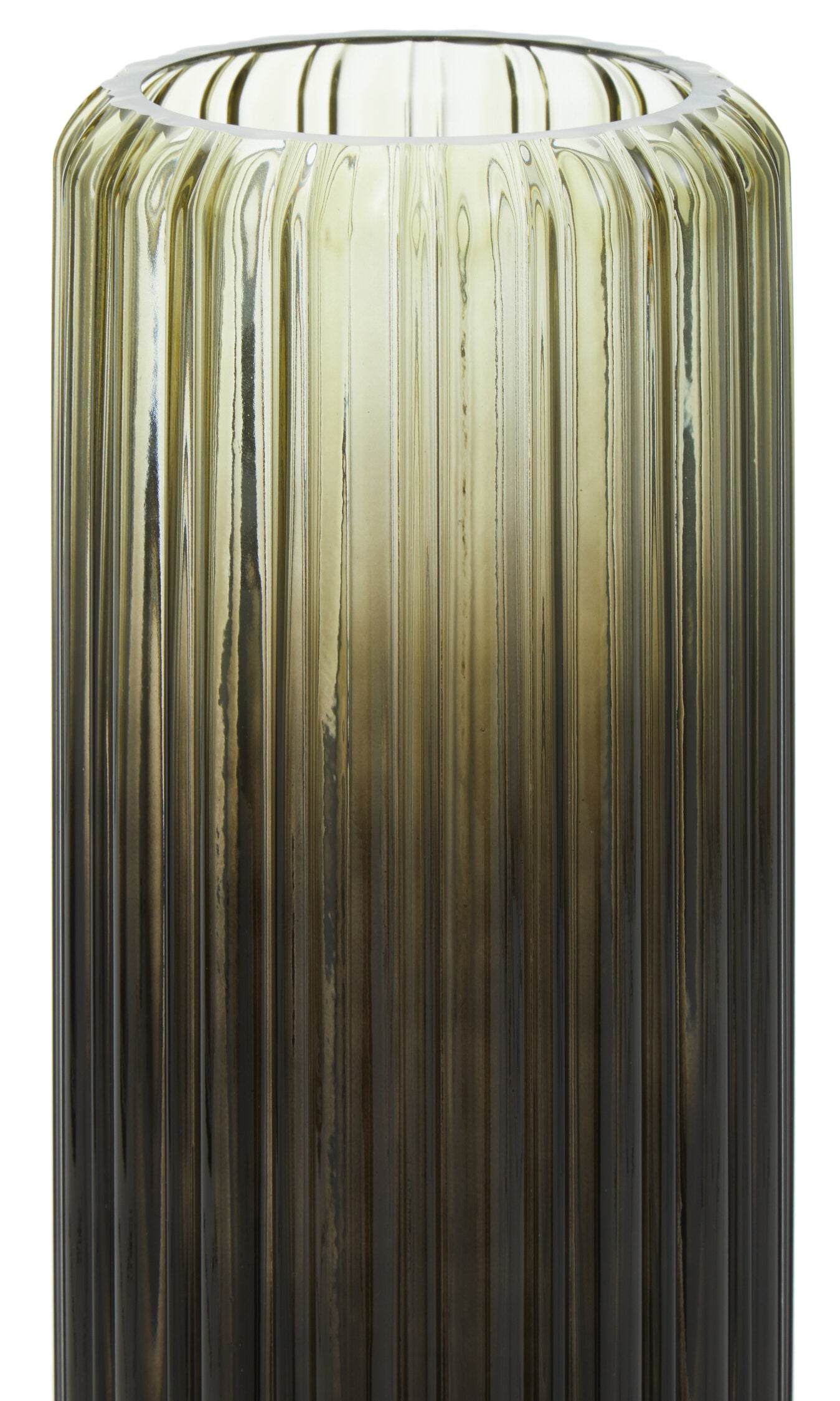 Chima Large Grey Ribbed Glass Vase