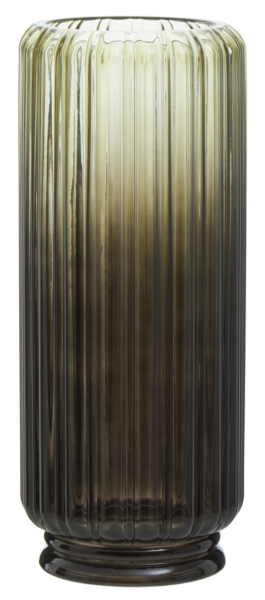 Chima Large Grey Ribbed Glass Vase