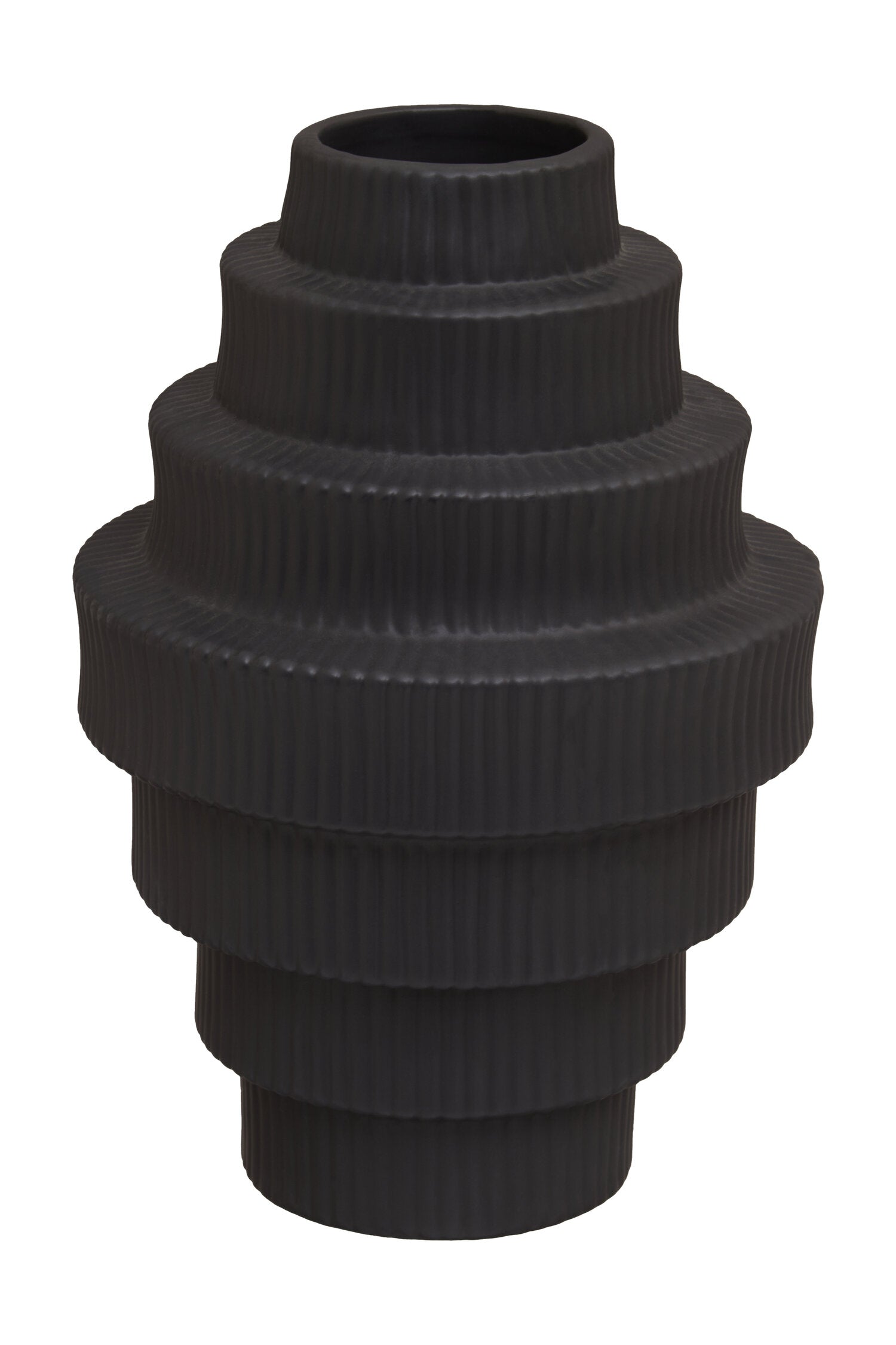 Fabia Black Large Step Design Vase