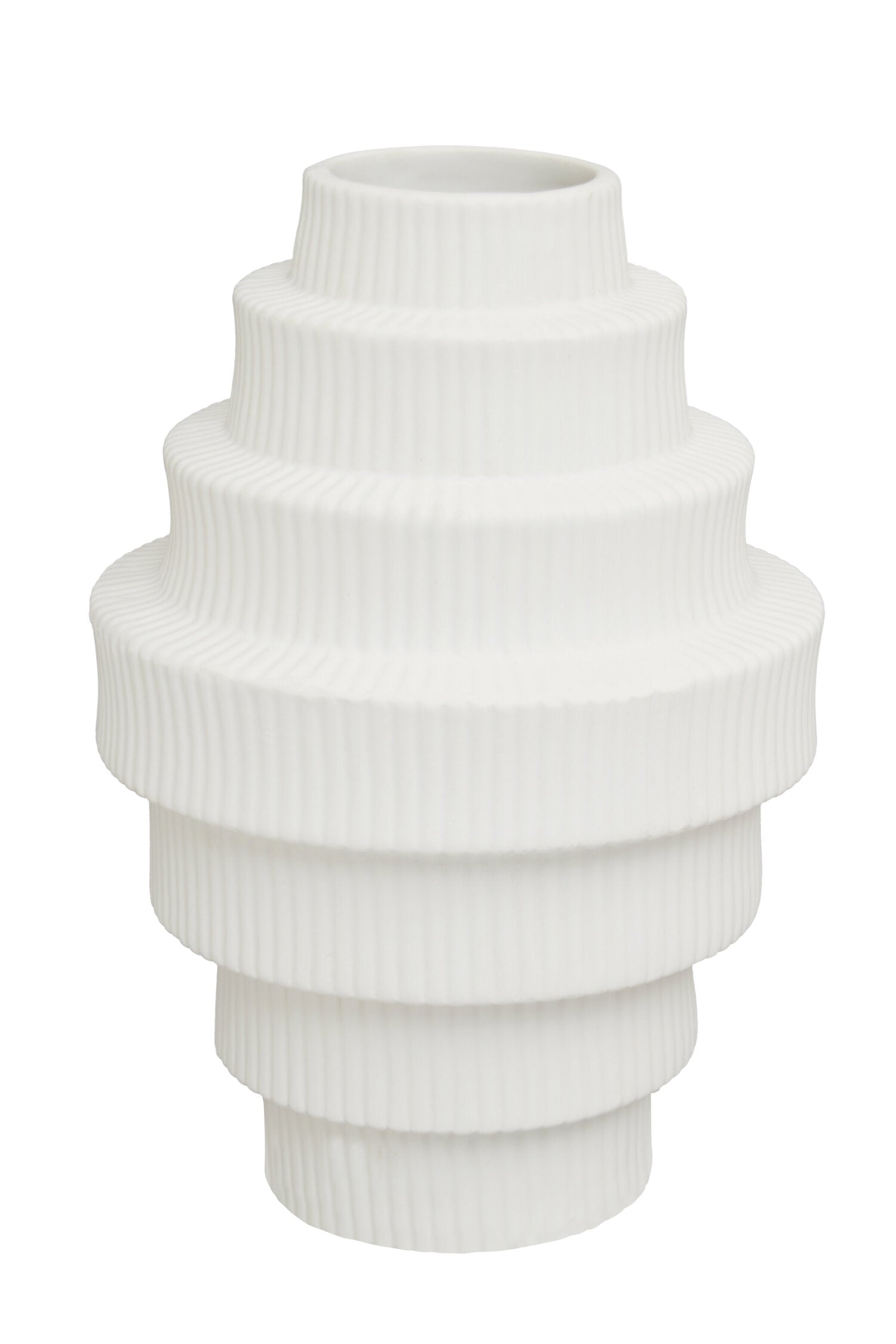 Fabia White Large Step Design Vase