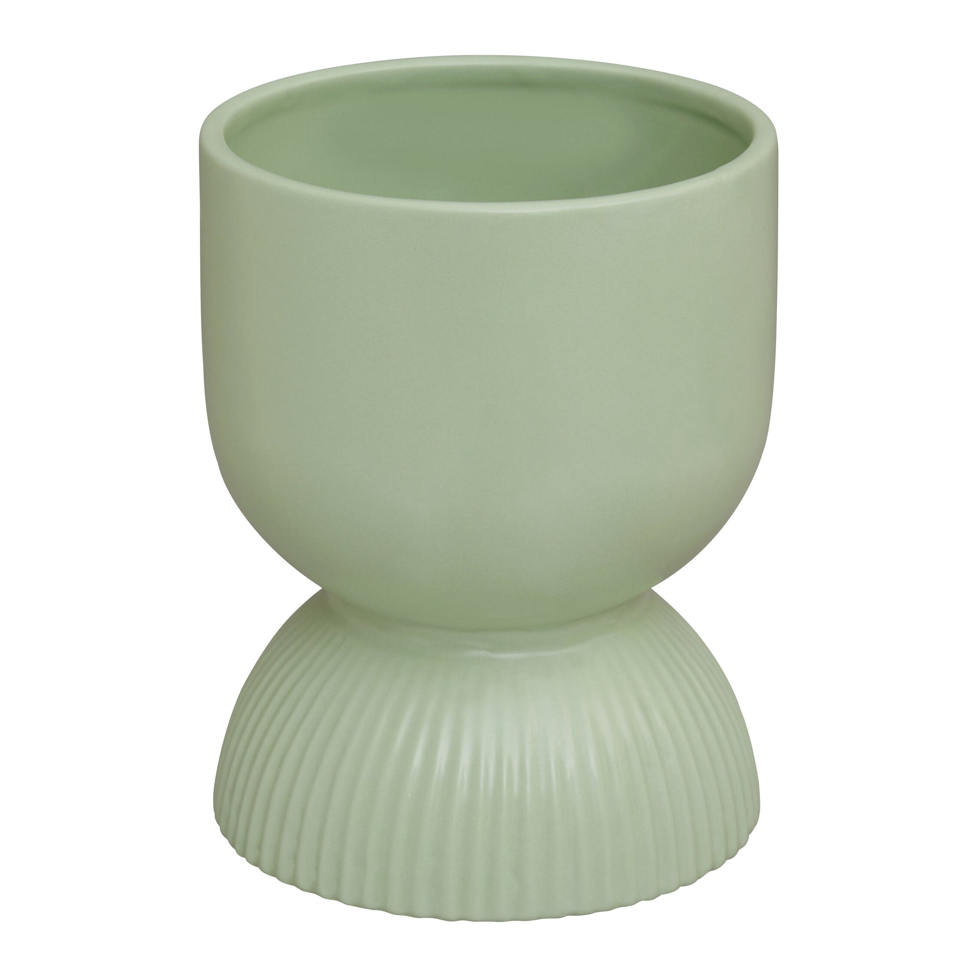Fia Sage Green Ribbed Ceramic Planter