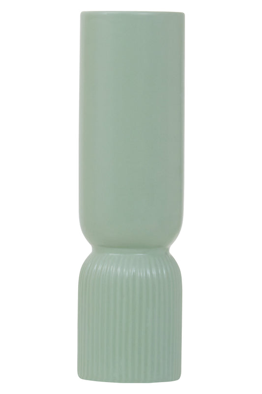 Fia Sage Green Ribbed Ceramic Vase