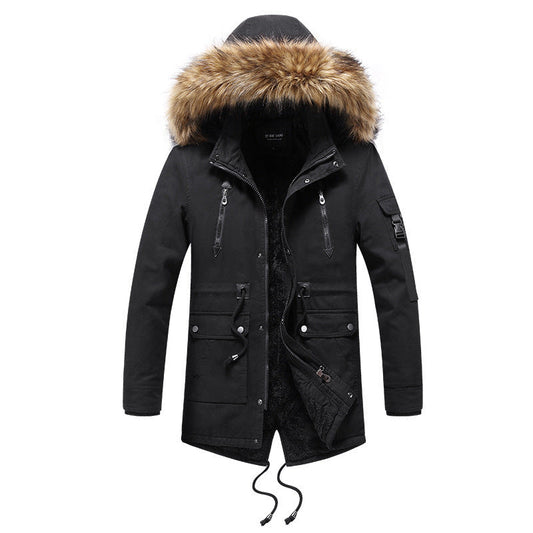 Men's mid-length padded trench coat