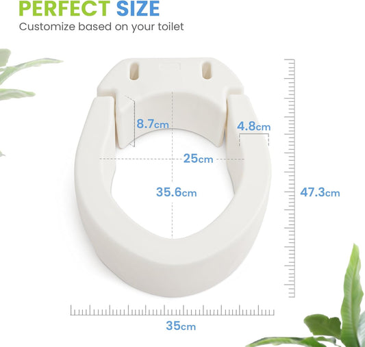 Hinged Toilet Seat Riser Raised Elongated Elevated Seat 10cm OasisSpace