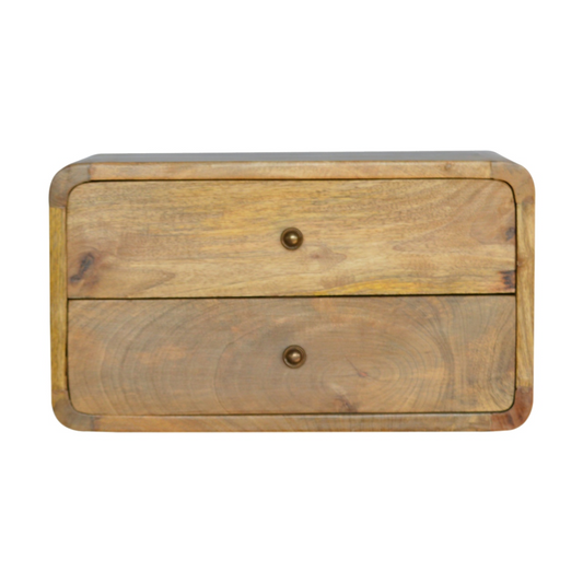 Artisan Furniture Solid Wood Oak-ish 2 Drawer Floating Bedside