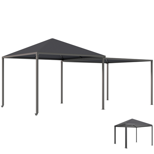 Outsunny 3 x 3(m) Garden Gazebo Canopy with Extendable Awning and Wheels